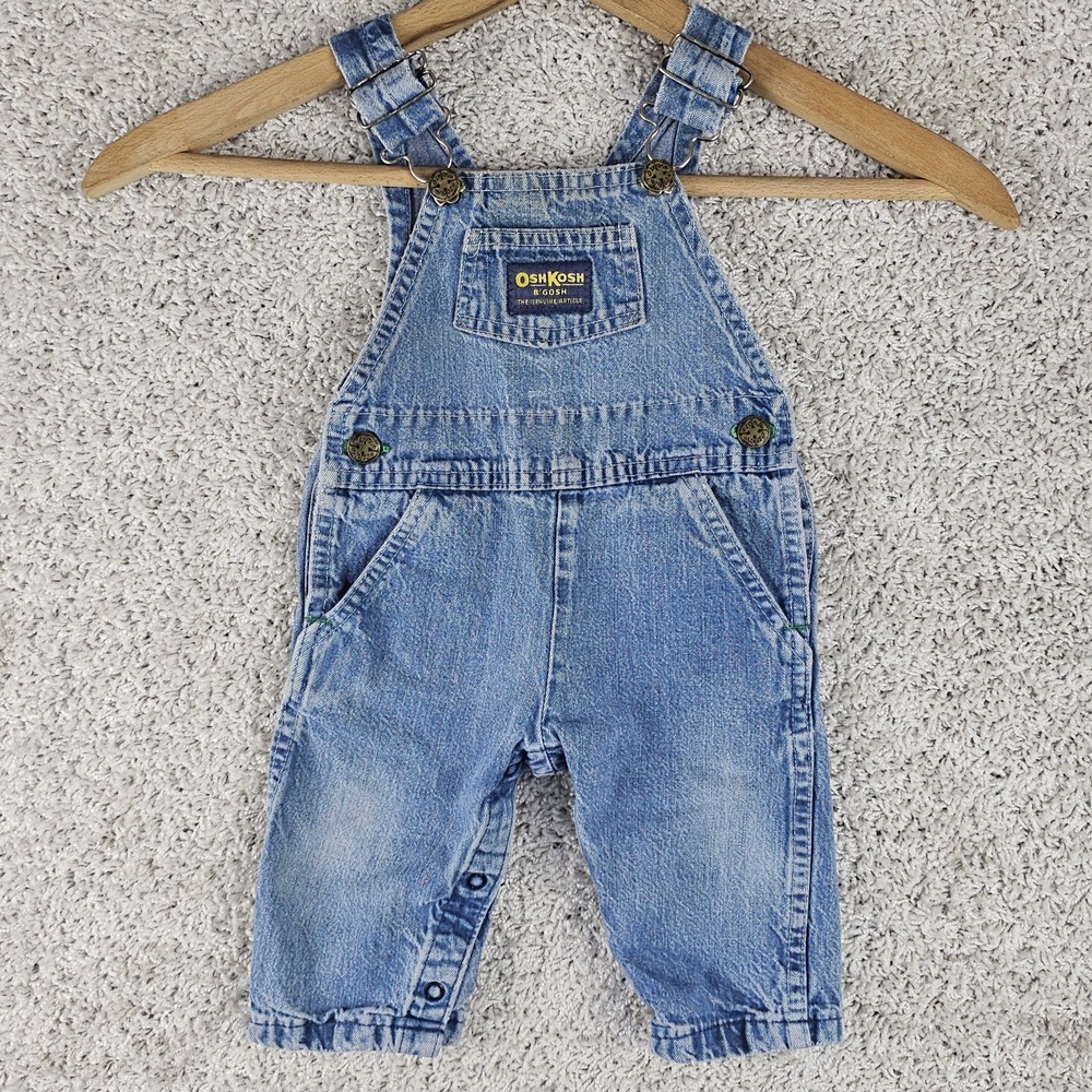Vintage OshKosh B'Gosh Vestbak Denim Overalls Sz 9 Months Made USA 80s 90s